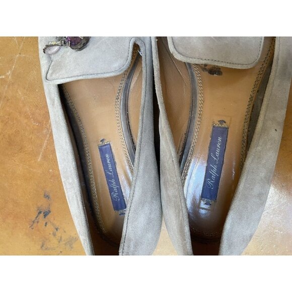 Ralph Lauren Women's Suede Leather Bejeweled Purple Label Flats Sz 37.5B (F136) - Picture 6 of 9